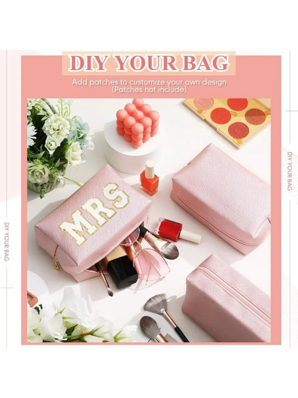 Stylish Waterproof Makeup Bags - PU Leather Cosmetic Pouches for Travel